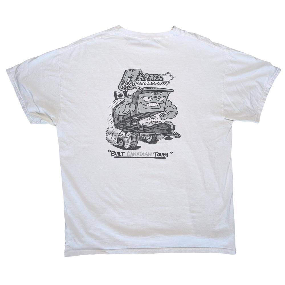 XL Miska Trailer Factory Built Canada Tough White Cotton Short Sleeve Shirt GREY